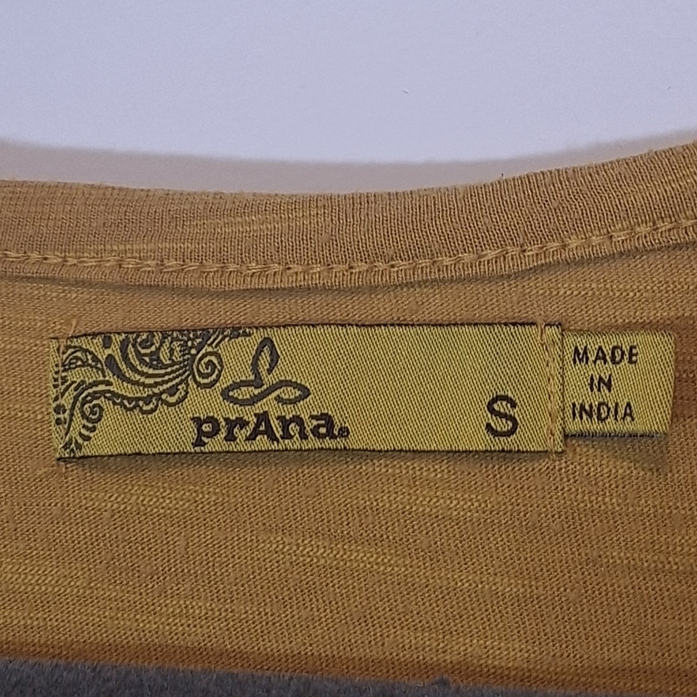 PrAna Ocupas Popover Top Gold Organic Cotton Blnd Stretchy Size Small Oversized - Picture 2 of 9